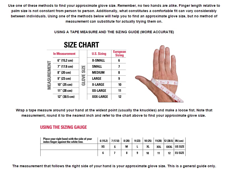 GLOVE SIZE CHART